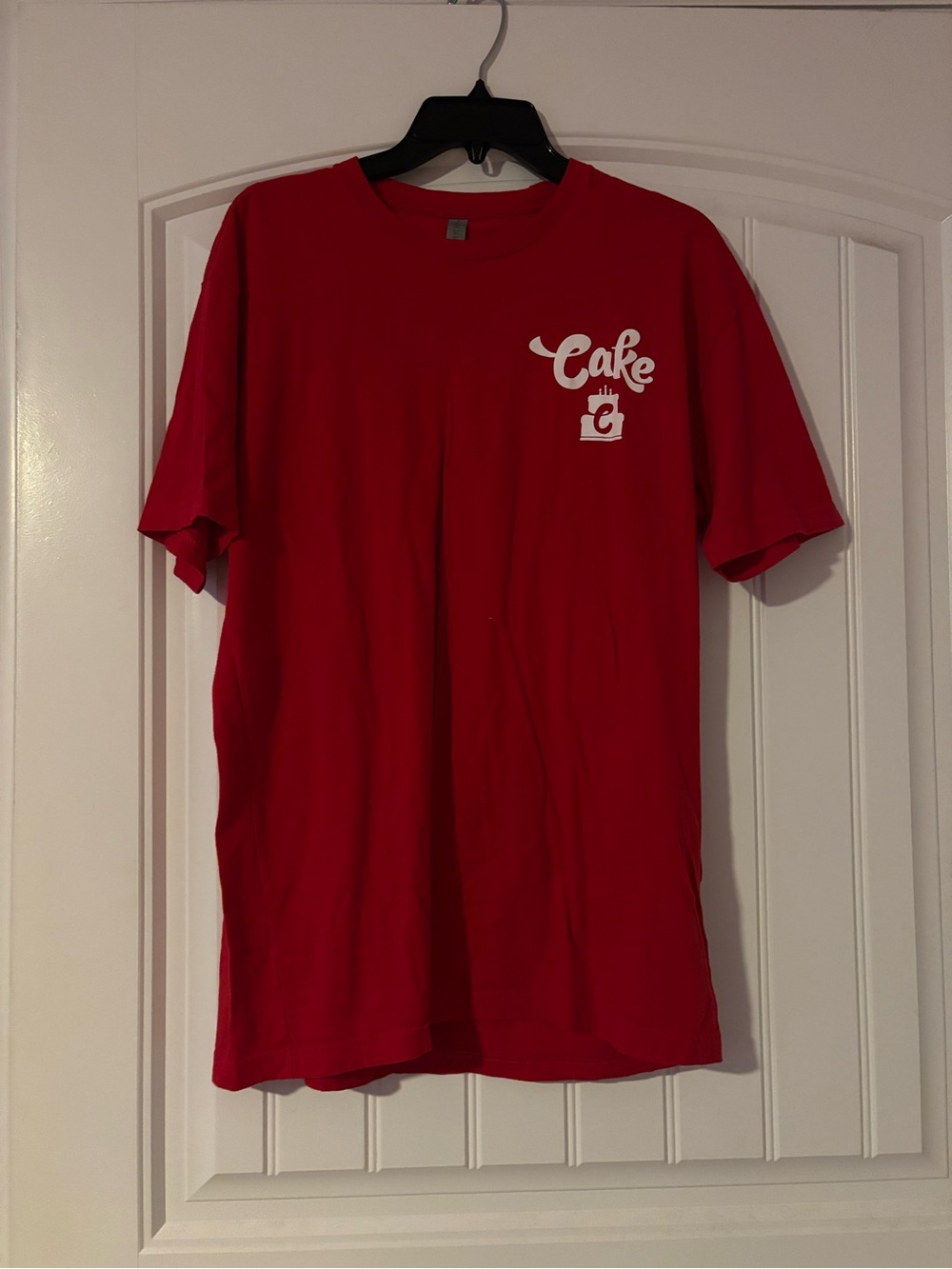 Next Level Apparel Red T-Shirt Sz L with Cake Logo